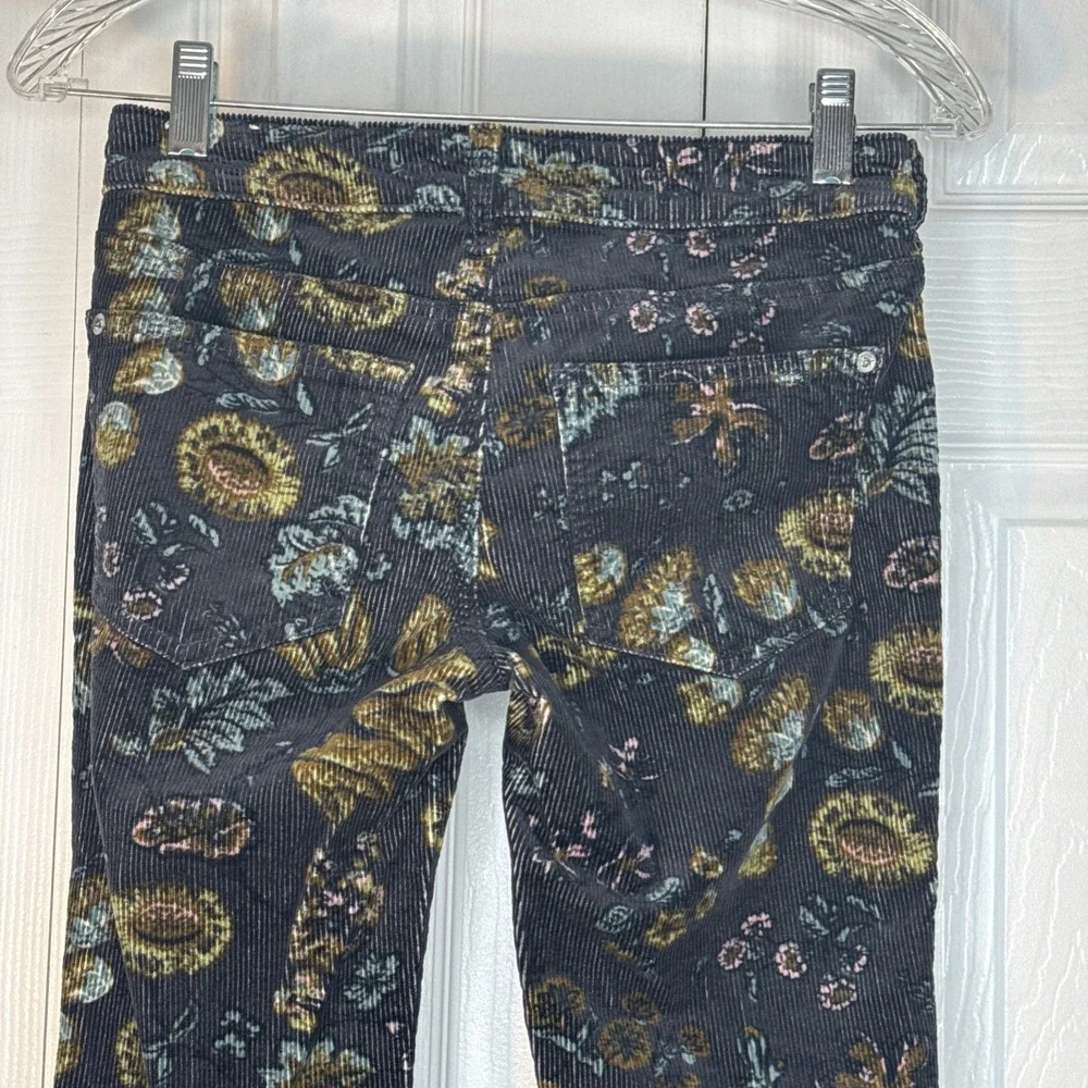 Anthropologie Pilcro The Icon Flare Low Rise Navy Corduroy Print Jeans Size 23 - Picture 7 of 13